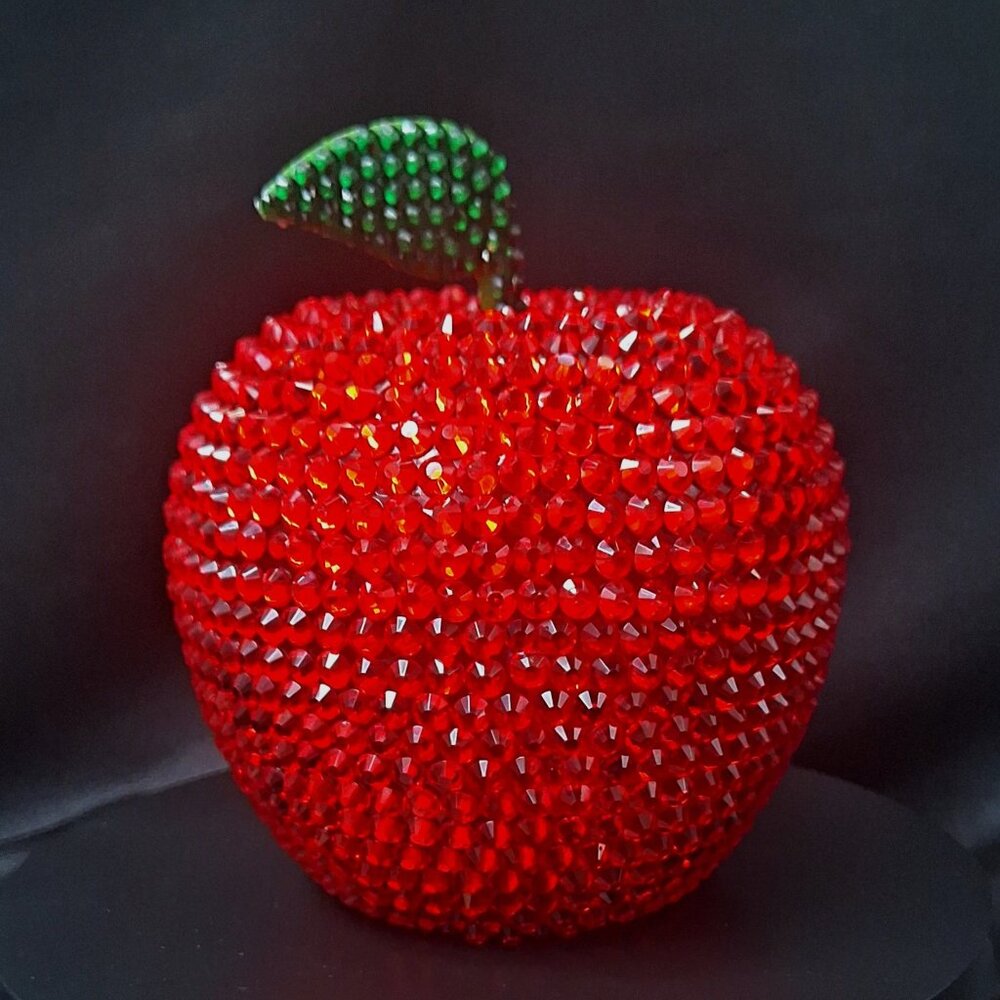 Large Bedazzled Apple, Bling, Teacher Gift, Desk Decor, Rhinestones, New York